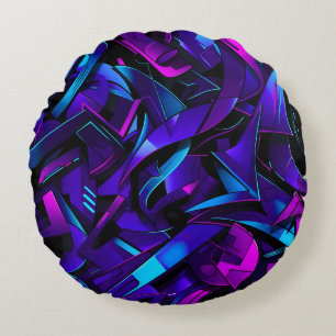 Cojín Redondo Resumen de Graffiti Street Swirl