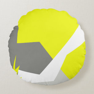 Cojín Redondo Resumen de la energía del arte Gris amarillo