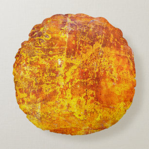 Cojín Redondo Resumen de la pared de hormigón de fondo naranja,