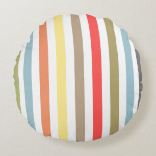 Cojín Redondo Resumen de líneas alineadas modernas rayas corales