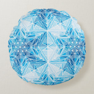 Cojín Redondo Resumen de los copos de nieve de estrellas congela