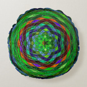 Cojín Redondo Resumen de mosaico con vidrio manchado #8