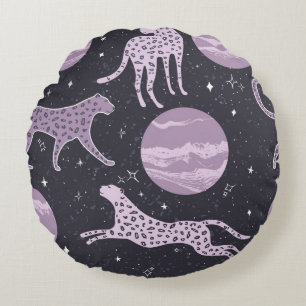 Cojín Redondo Resumen de patrones sin soldadura de cosmos, fondo