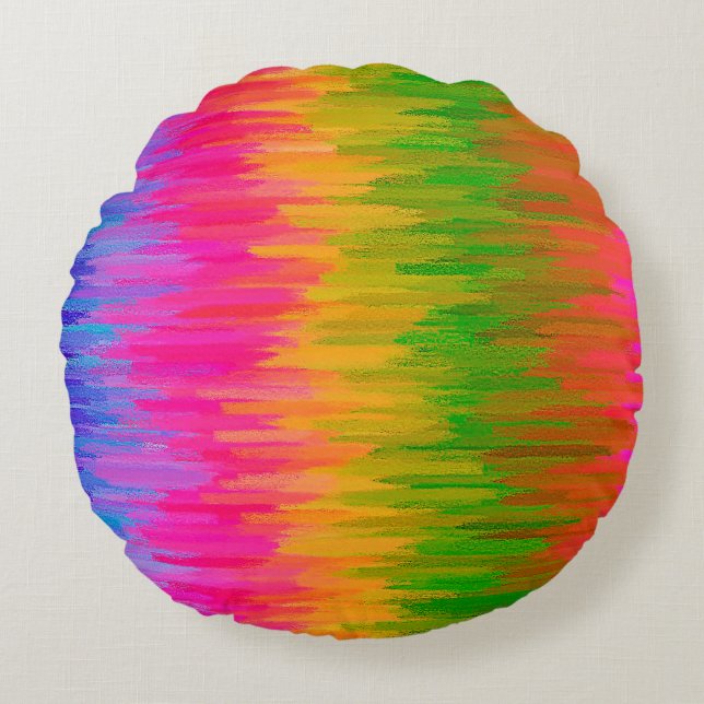 Cojín Redondo Resumen de pintura colorida #36 (Anverso)