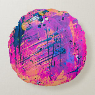 Cojín Redondo Resumen de pintura de la plataforma de verano
