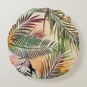 Cojín Redondo Resumen de plantas tropicales: Ilustracion de époc