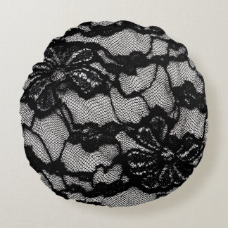 Cojín Redondo Resumen de vestimenta negra y blanca femenina como