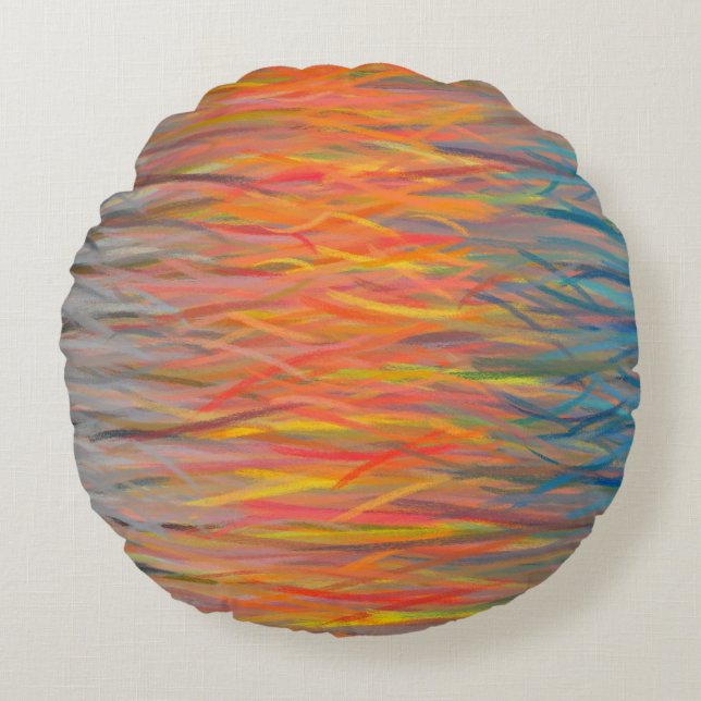 Cojín Redondo Resumen del artículo de pintura #18 (Anverso)