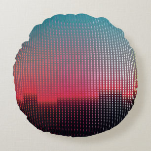 Cojín Redondo Resumen del paisaje urbano digital de escuadrón co