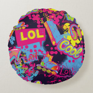 Cojín Redondo Resumen del patrón de adolescentes sin soldadura. 