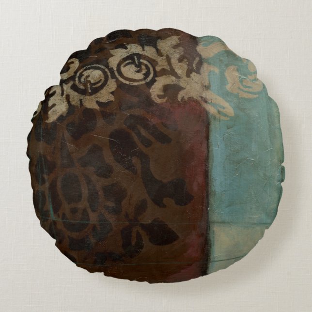 Cojín Redondo Resumen del tapiz de Damask de Jennifer Goldberger (Anverso)