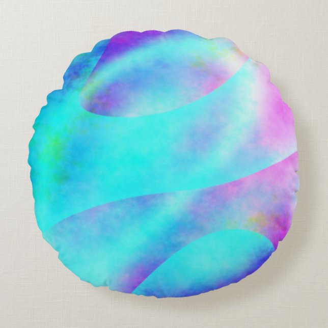 Cojín Redondo Resumen Diseño de franja de arco iris flotante (Anverso)