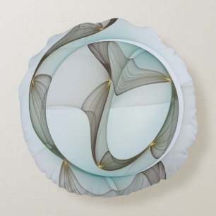 Cojín Redondo Resumen Elegancia dorada turquesa moderna