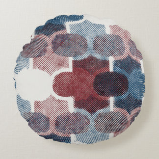 Cojín Redondo Resumen geométrico Patrón azul rojo