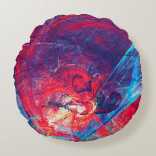 Cojín Redondo Resumen hermoso fondo de color rojo y azul brillan