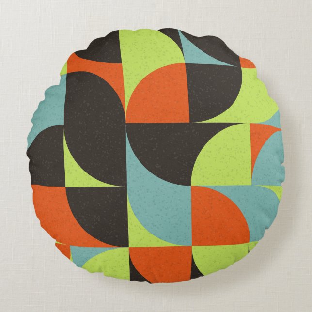 Cojín Redondo Resumen Ilustracion de arte computacional geométri (Anverso)