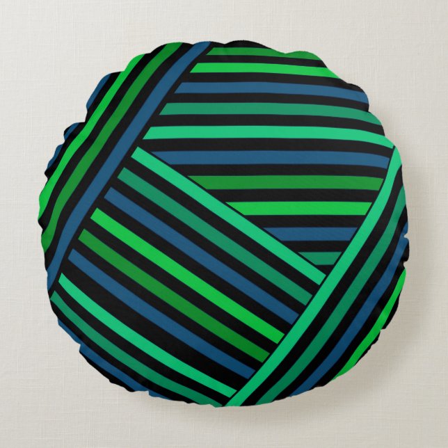 Cojín Redondo Resumen líneas alineadas modernas rayas a rayas na (Anverso)