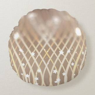 Cojín Redondo Resumen Marrón, fondo de las olas.