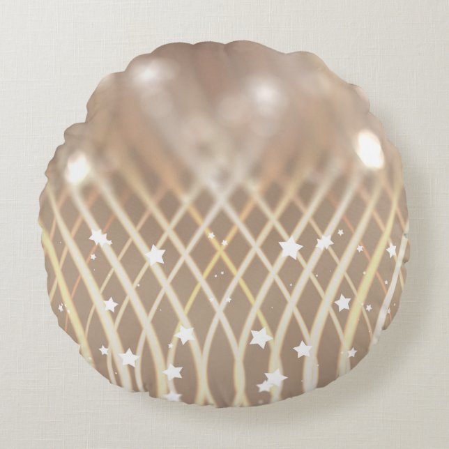 Cojín Redondo Resumen Marrón, fondo de las olas. (Anverso)