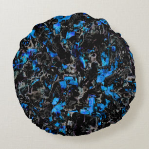 Cojín Redondo Resumen mirando las alas de murciélago sobre turqu