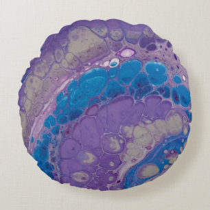 Cojín Redondo Resumen moderno y elegante de gris azul púrpura