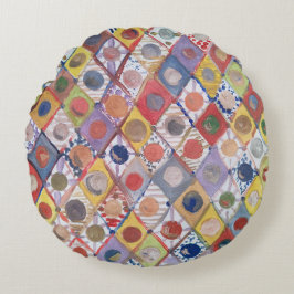 Cojín Redondo Resumen no 4 jugar como niños Pintura