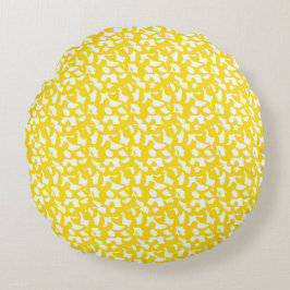 Cojín Redondo Resumen Patrón amarillo Diseño de arte Algodón