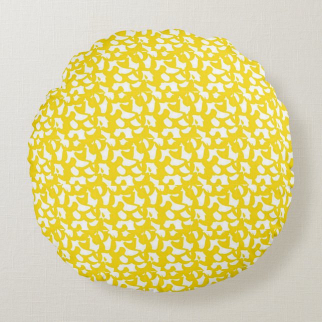 Cojín Redondo Resumen Patrón amarillo Diseño de arte Algodón (Anverso)