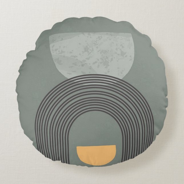 Cojín Redondo Resumen Patrón de formas bohemias (Anverso)