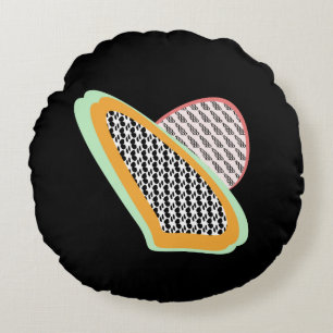 Cojín Redondo Resumen Patrón Papaya Papaya Dragonfruit