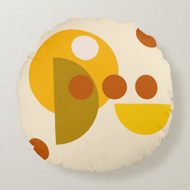 Cojín Redondo Resumen puntos de los círculos amarillos beige mar (Anverso)