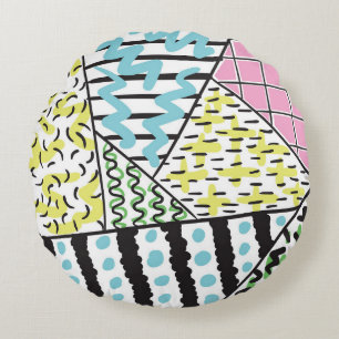 Cojín Redondo Resumen Tres: Arte De Fondo Dibujado A Mano