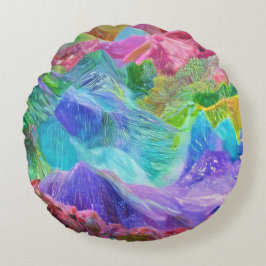 Cojín Redondo Resumen vibrante de la montaña de cristal