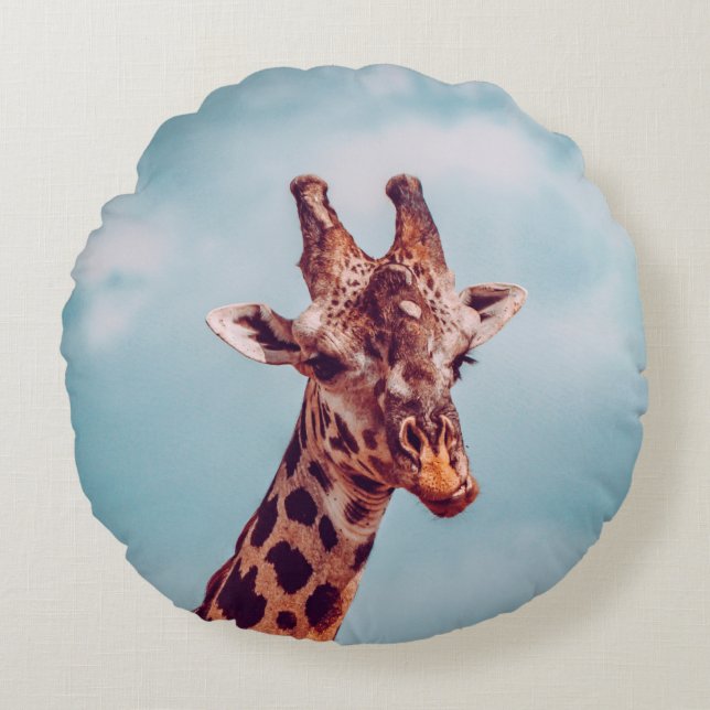 COJÍN REDONDO RETRATO DE GIRAFFE (Anverso)