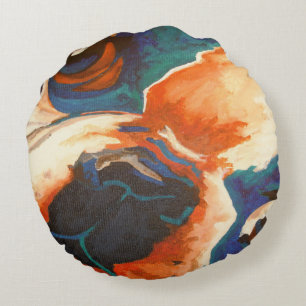 Cojín Redondo Retrato de Mascota de Bulldog francés