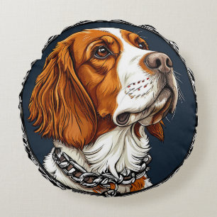 Cojín Redondo Retrato de perro que enfatiza el detalle