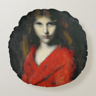 Cojín Redondo Retrato de una chica joven, el Shiverer