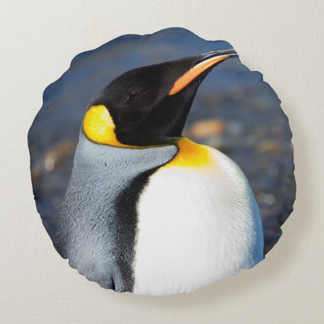 Cojín Redondo Retrato pingüino (Reverso)