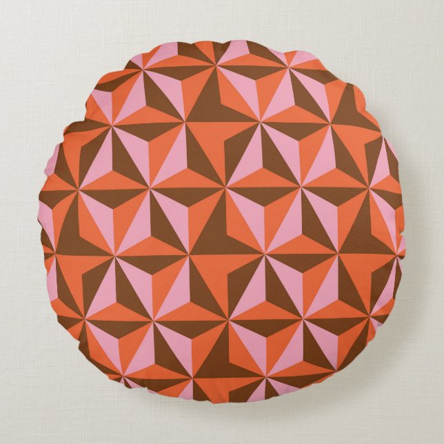 Cojín Redondo Retro 70: Fondo del patrón de cosecha (Anverso)