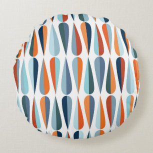 Cojín Redondo Retro a mediados de siglo, patrón de formas de caí