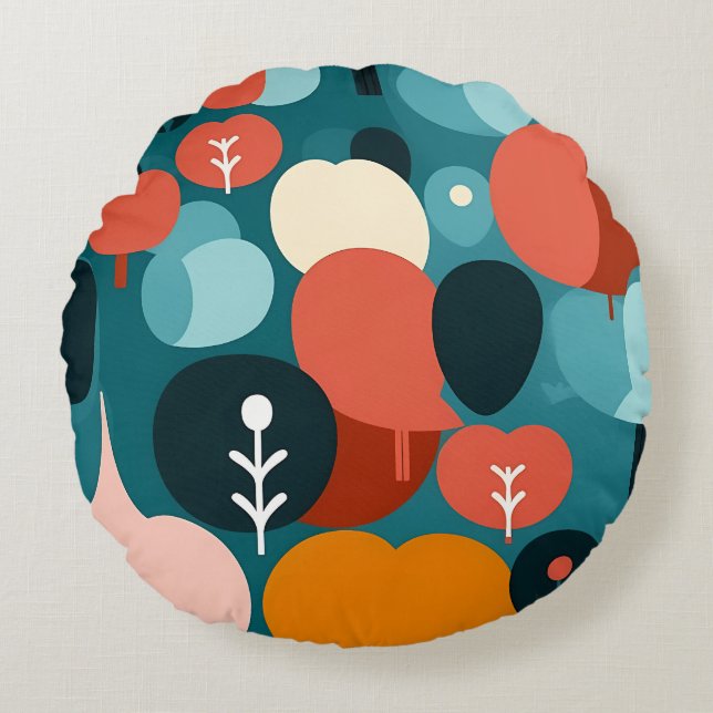 Cojín Redondo Retro Abstract Geometric Throw Pillow (Anverso)