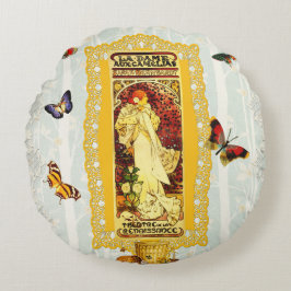 Cojín Redondo Retro de cosecha colorida con encaje y flores