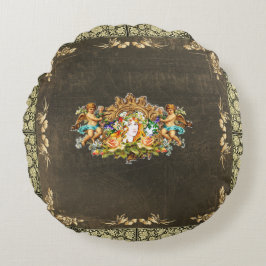 Cojín Redondo Retro de cosecha colorida con encaje y flores