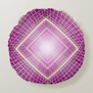 Cojín Redondo Retro de los 80: fondo 3D de ciencia ficción.