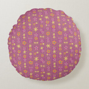 Cojín Redondo Retro Frambuesa Floral Parche 16"
