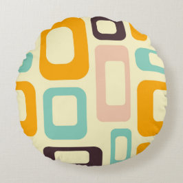 Cojín Redondo Retro geometric pattern in light beige background