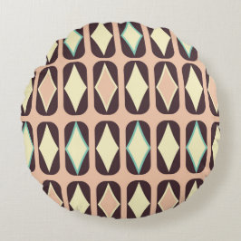 Cojín Redondo Retro geometric pattern with brown, yellow, blue