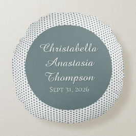 Cojín Redondo Retro Nostalgic Green Polka Dot Birth Stats