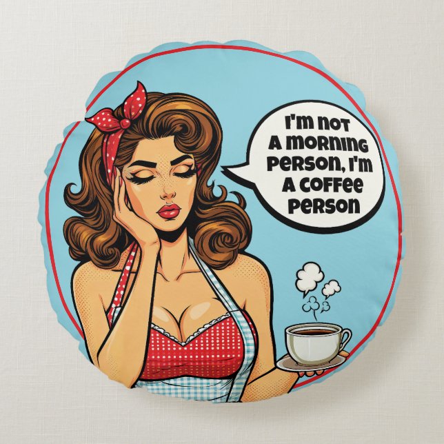 Cojín Redondo Retro Pinup_ Morning (Anverso)
