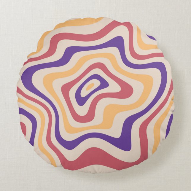 Cojín Redondo Retro starburst sunburst background pattern. 1960s (Anverso)